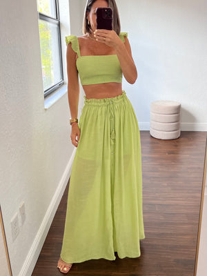 Green Mikonos  long skirt set