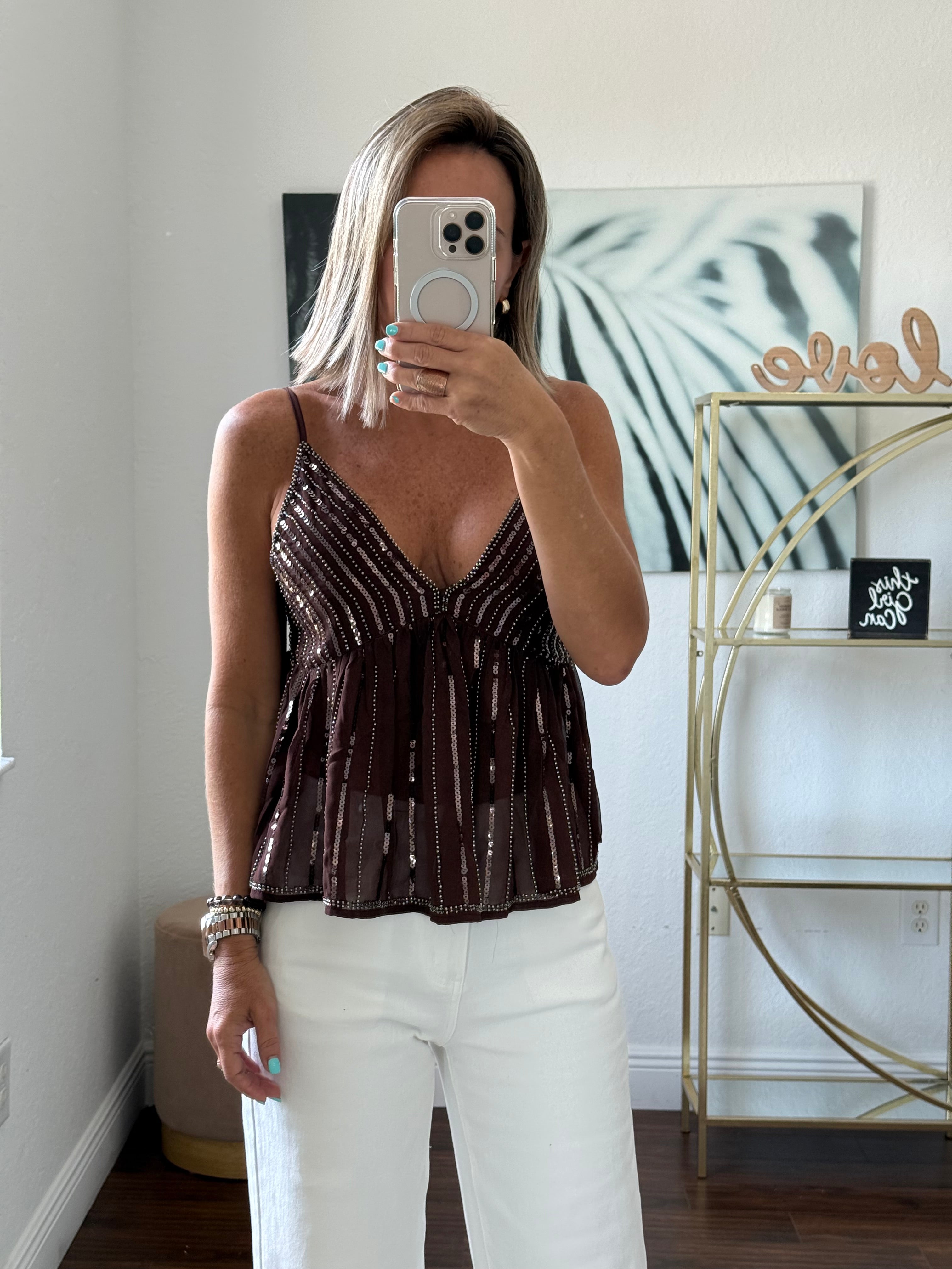 Chiffon Sequin Top – Night Elegance