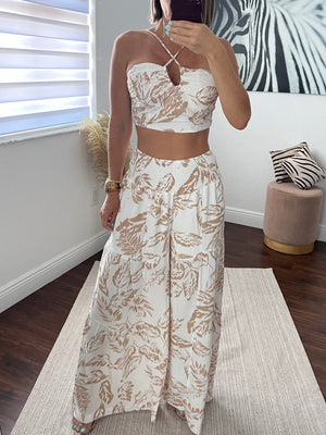 Nude   CROP TOP PANTS SET