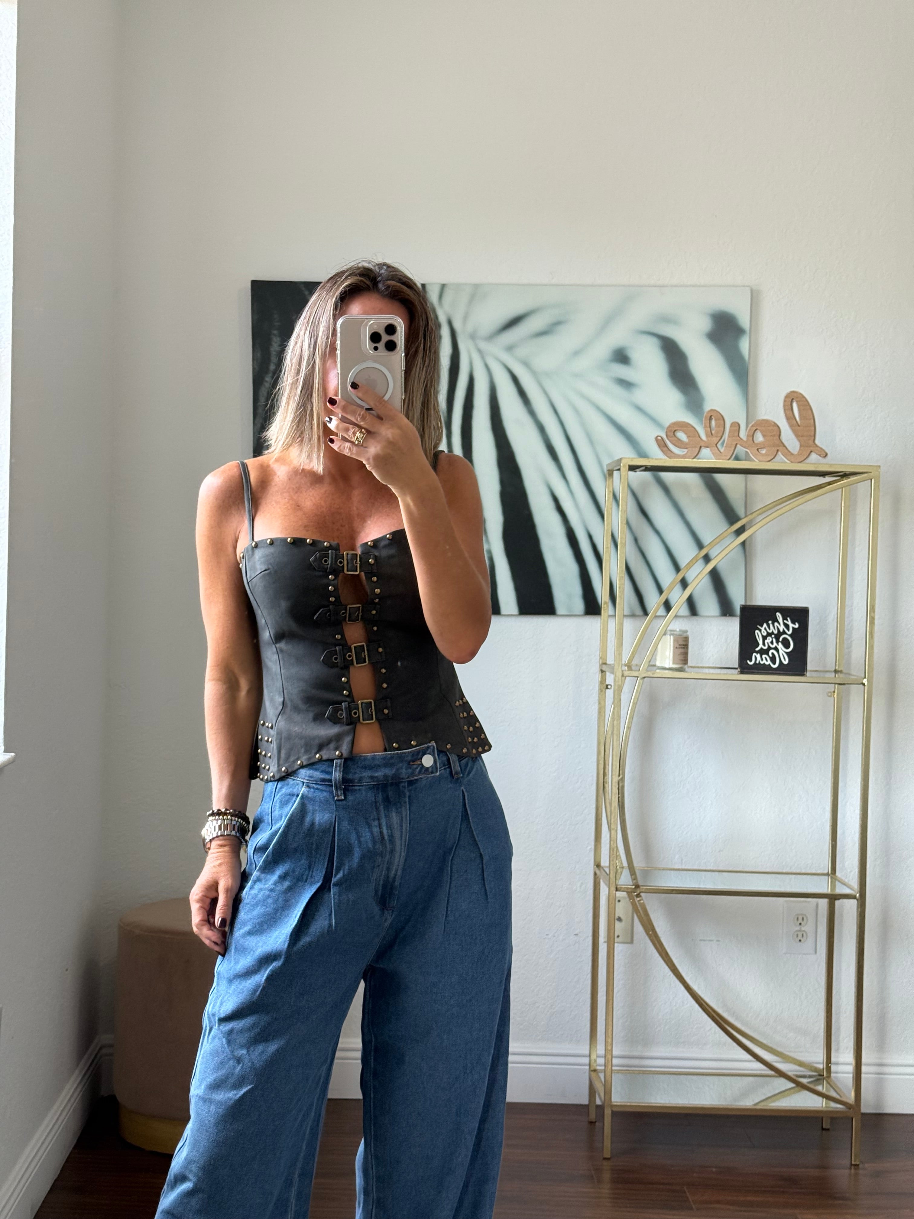 Modern Suede Corset – Luxe Golden Touch