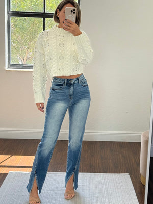 Dreamy Embroidered Cropped Sweater