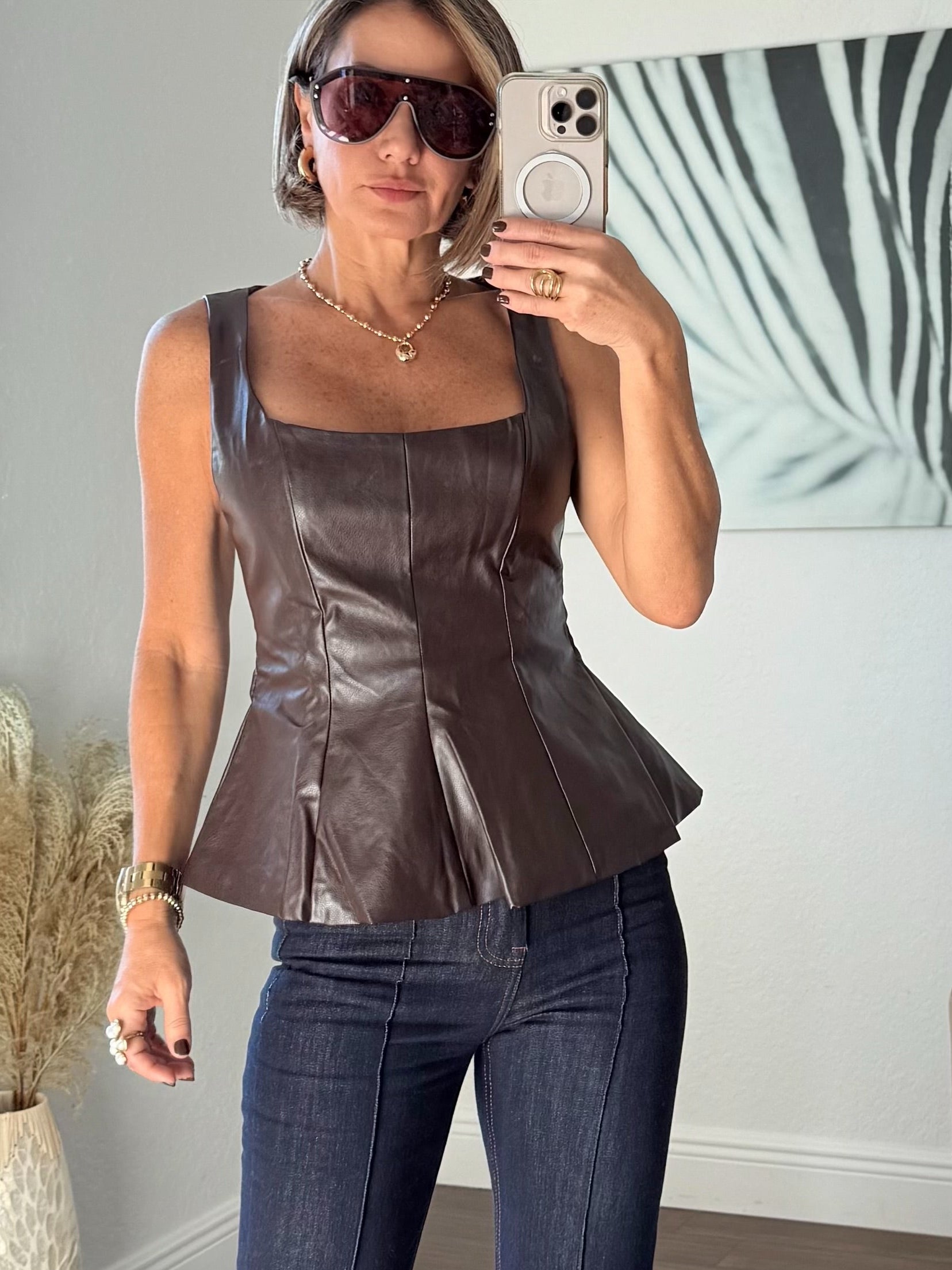 Faux Leather Power Vest