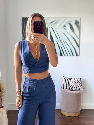 Blue pétalo pants   set