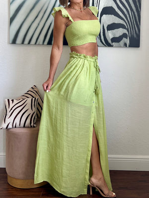 Green Mikonos  long skirt set