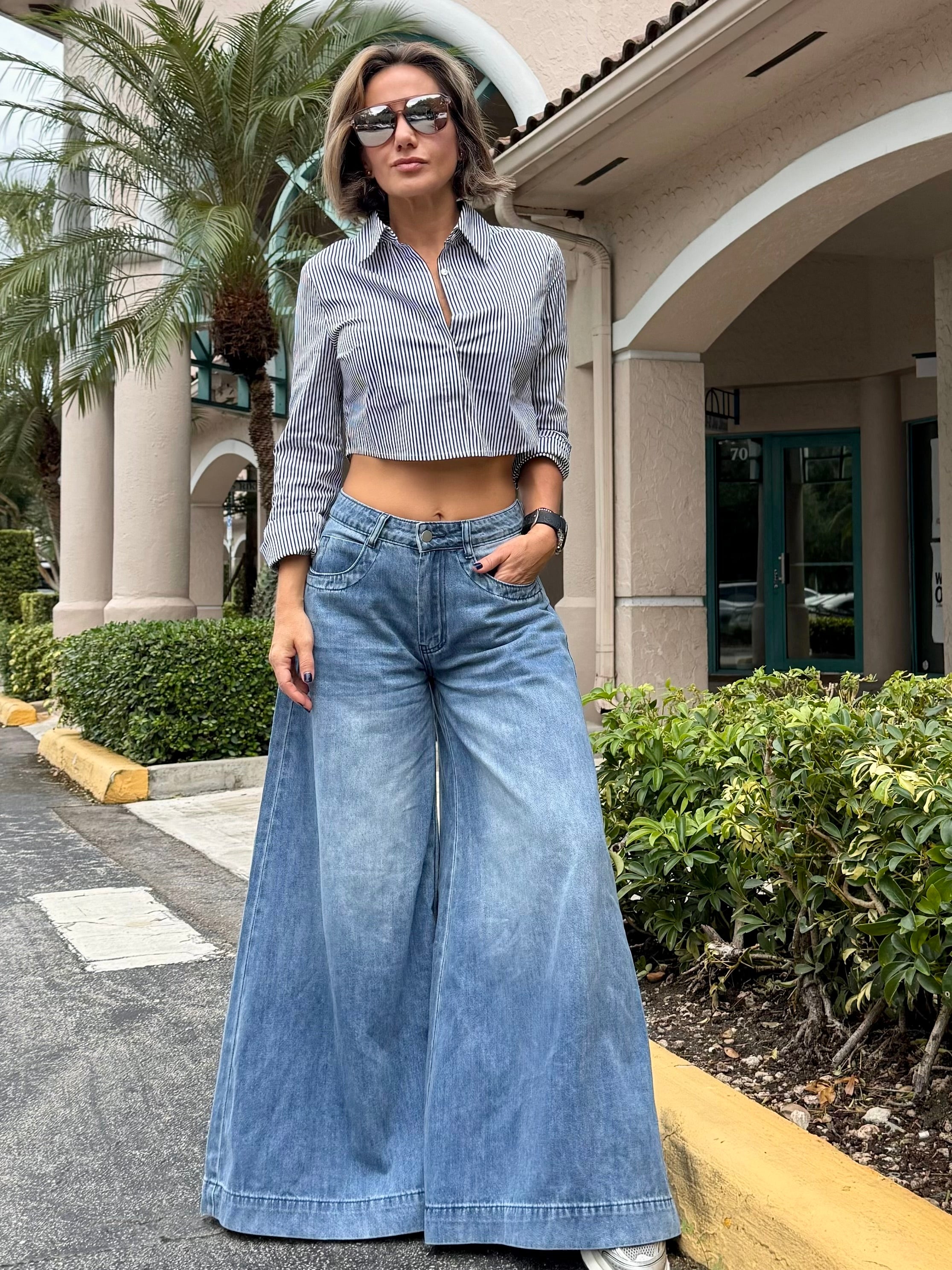 Crop top de rayas casual chic