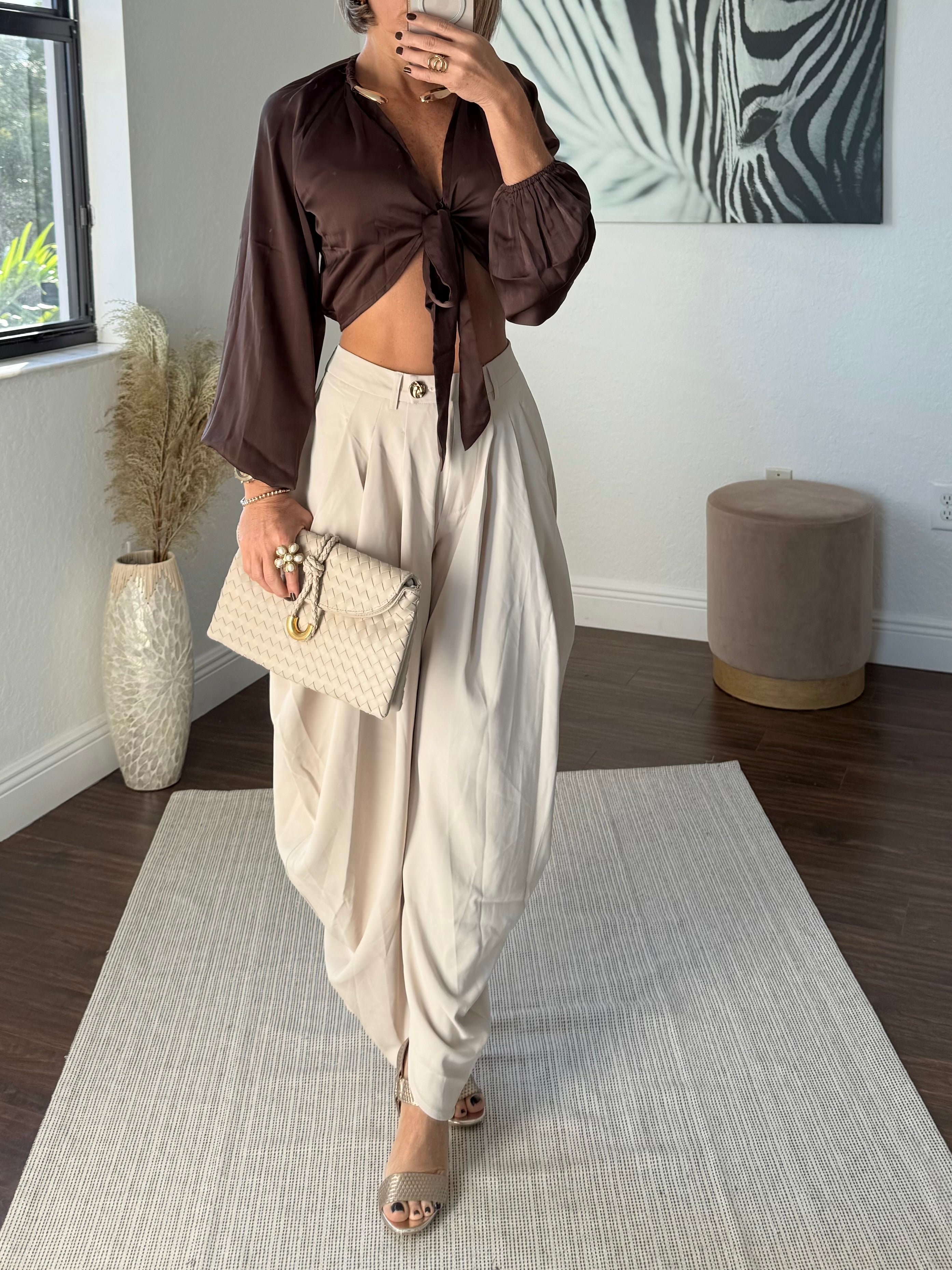 Midnight Shine Satin Blouse