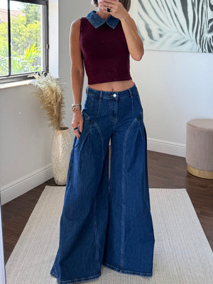 Dark Blue Wide-Leg Jeans – On Trend
