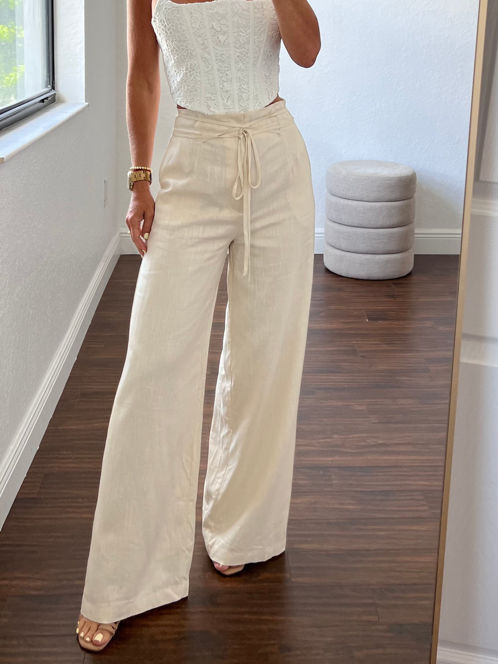 Beige  linen pants
