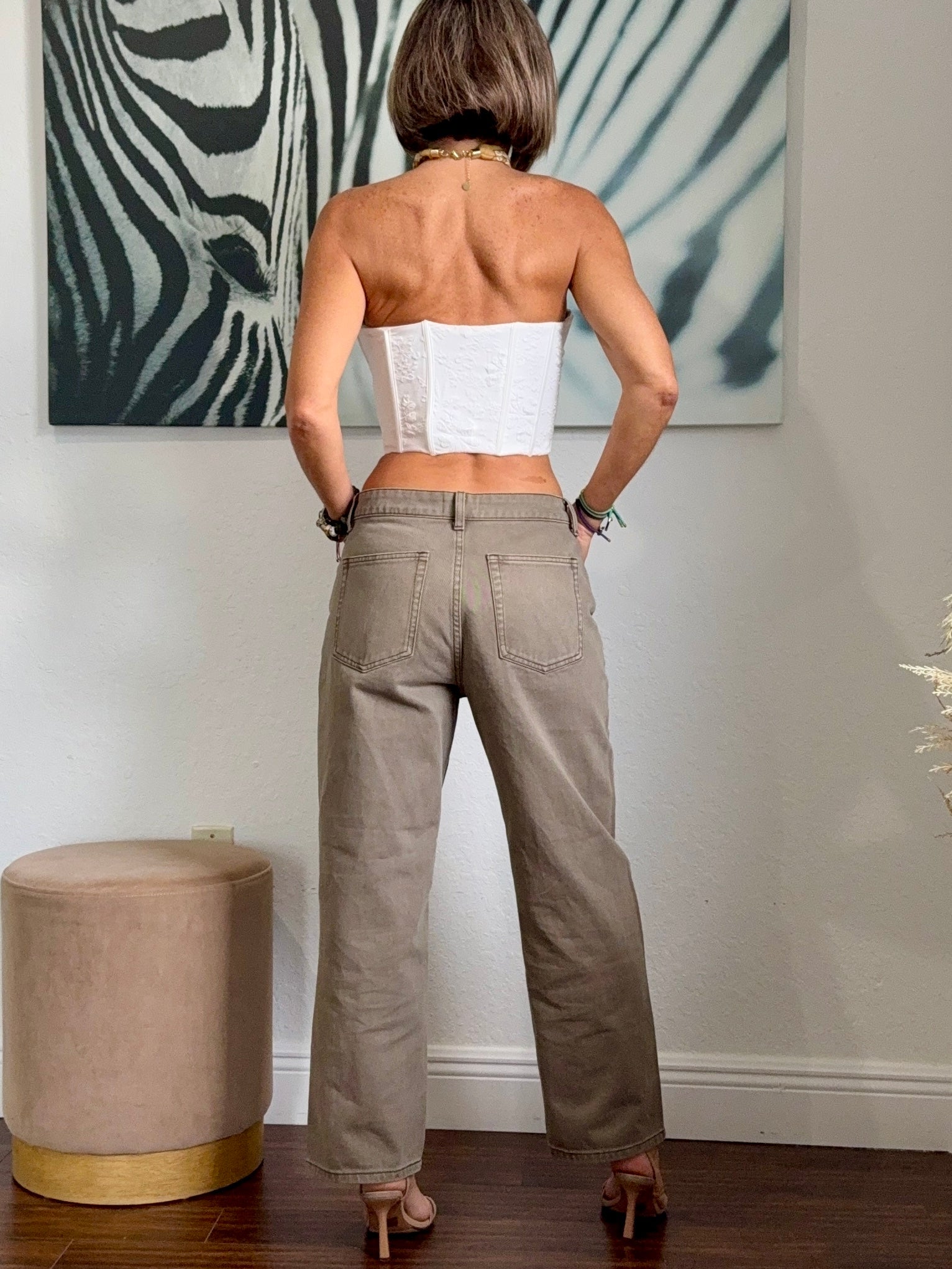 Olive  Barrel Denim  Pants