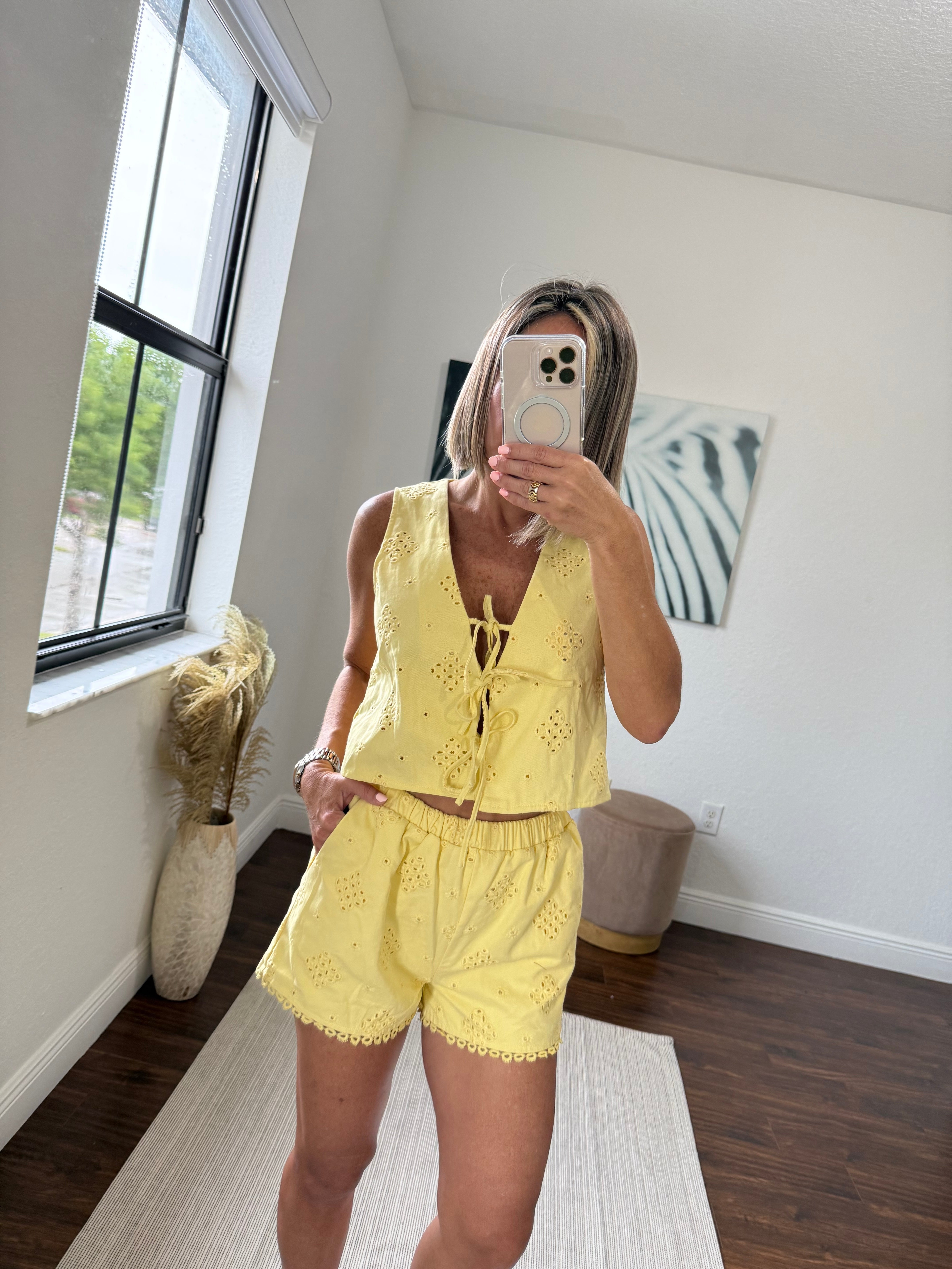Yellow Cherie short set