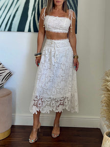 White  lace skirt  set