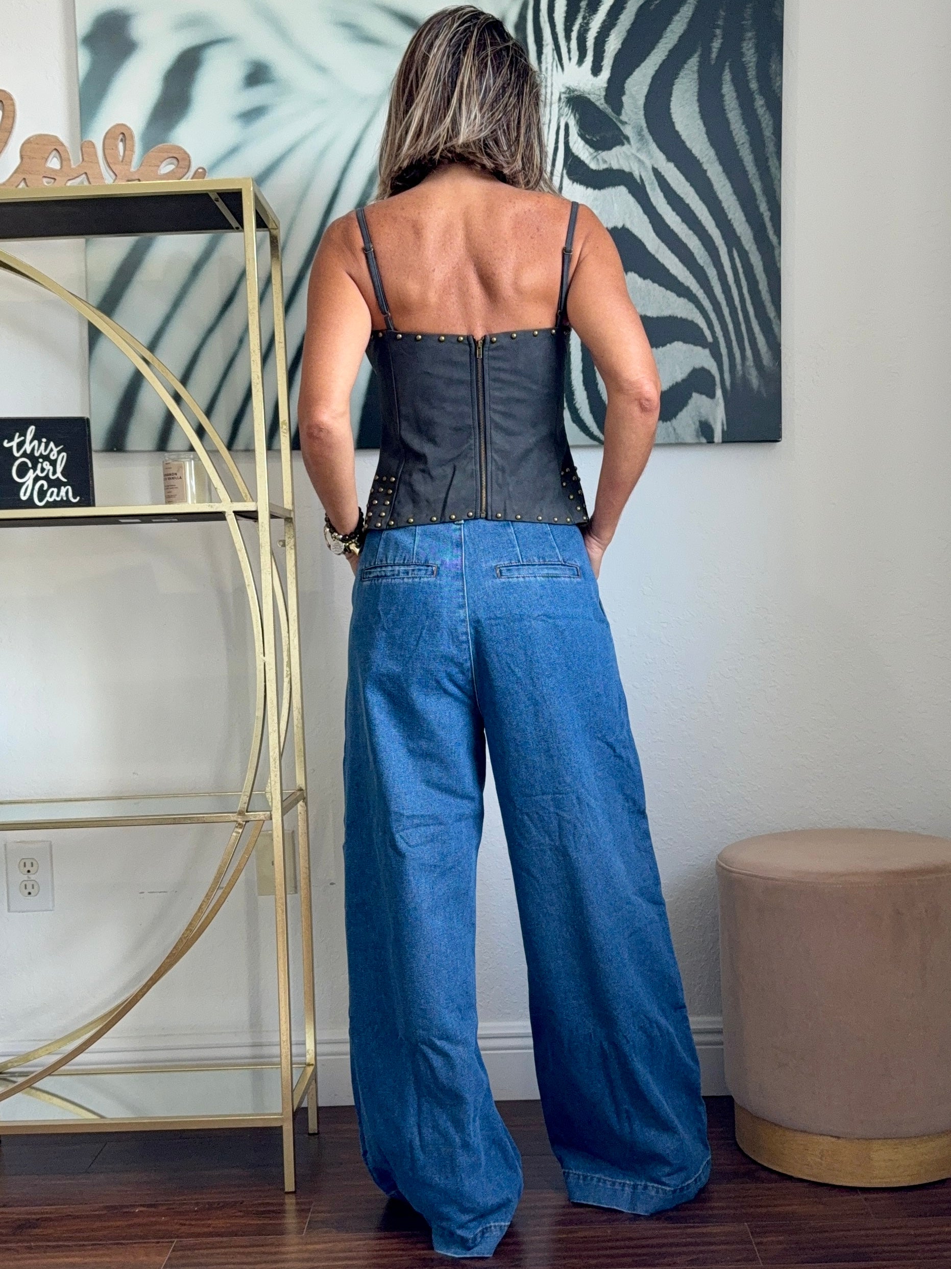 Modern Suede Corset – Luxe Golden Touch
