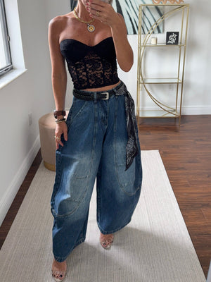 Black  lace Corset Top