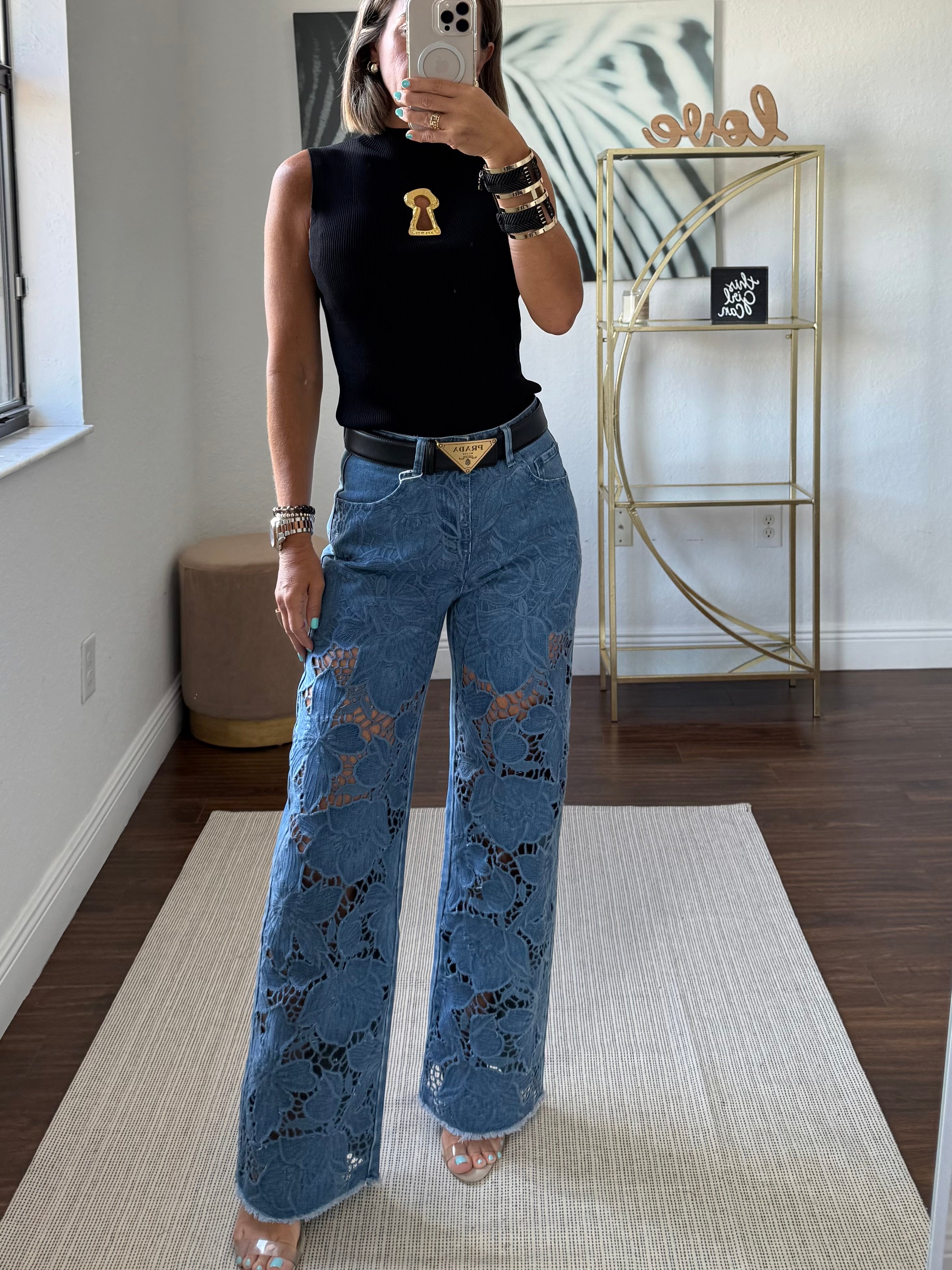 Light blue  Denim Jeans with Embroidery
