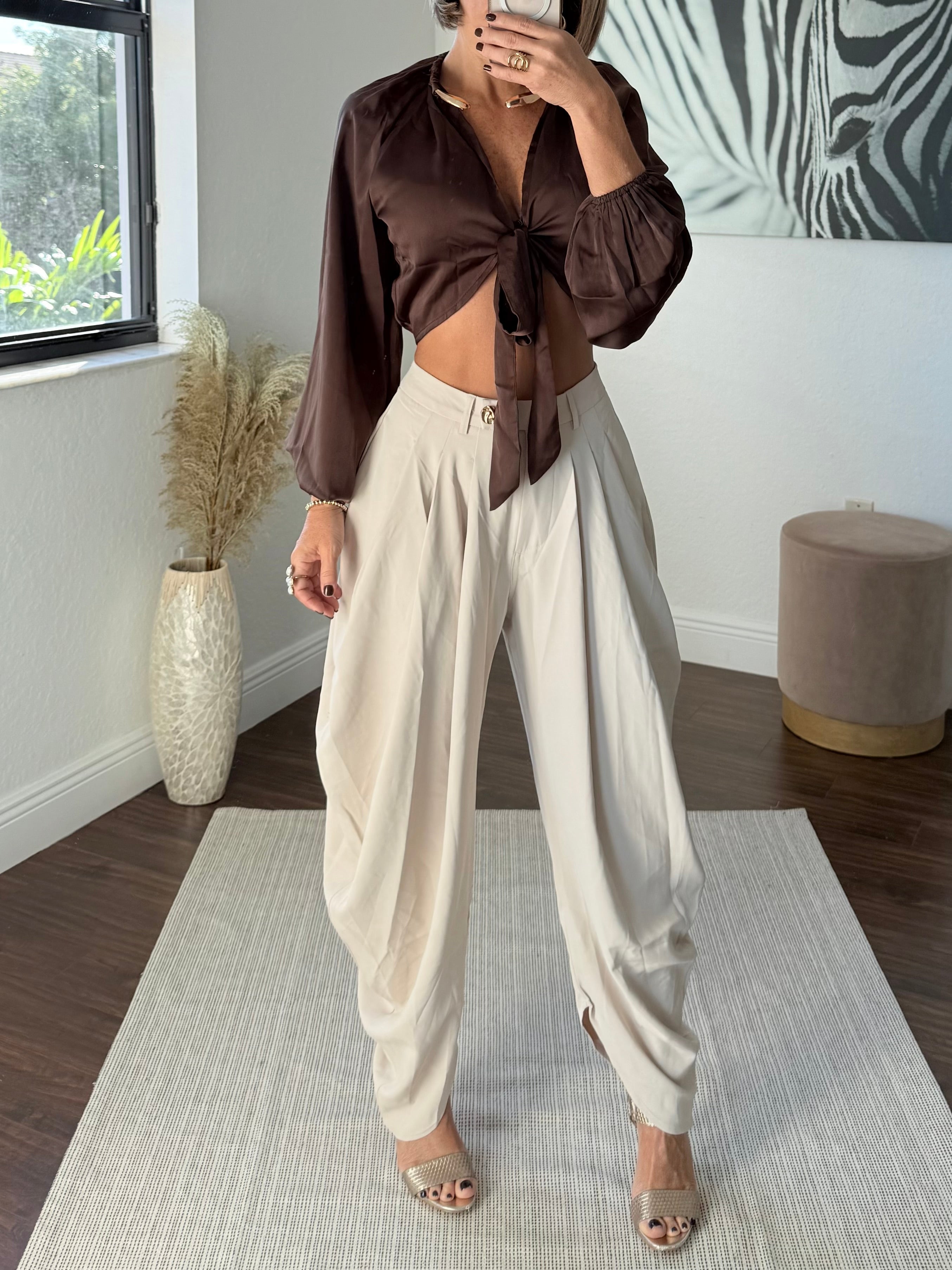 Midnight Shine Satin Blouse