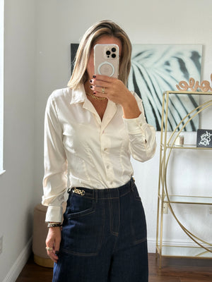 Silk Blouse with Subtle Shine and Tailored Waist