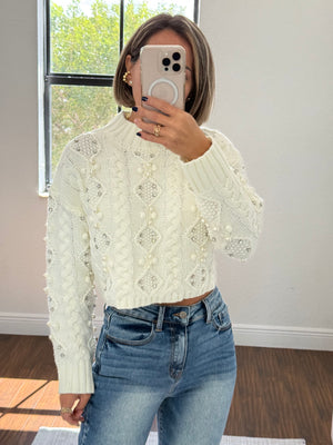 Dreamy Embroidered Cropped Sweater