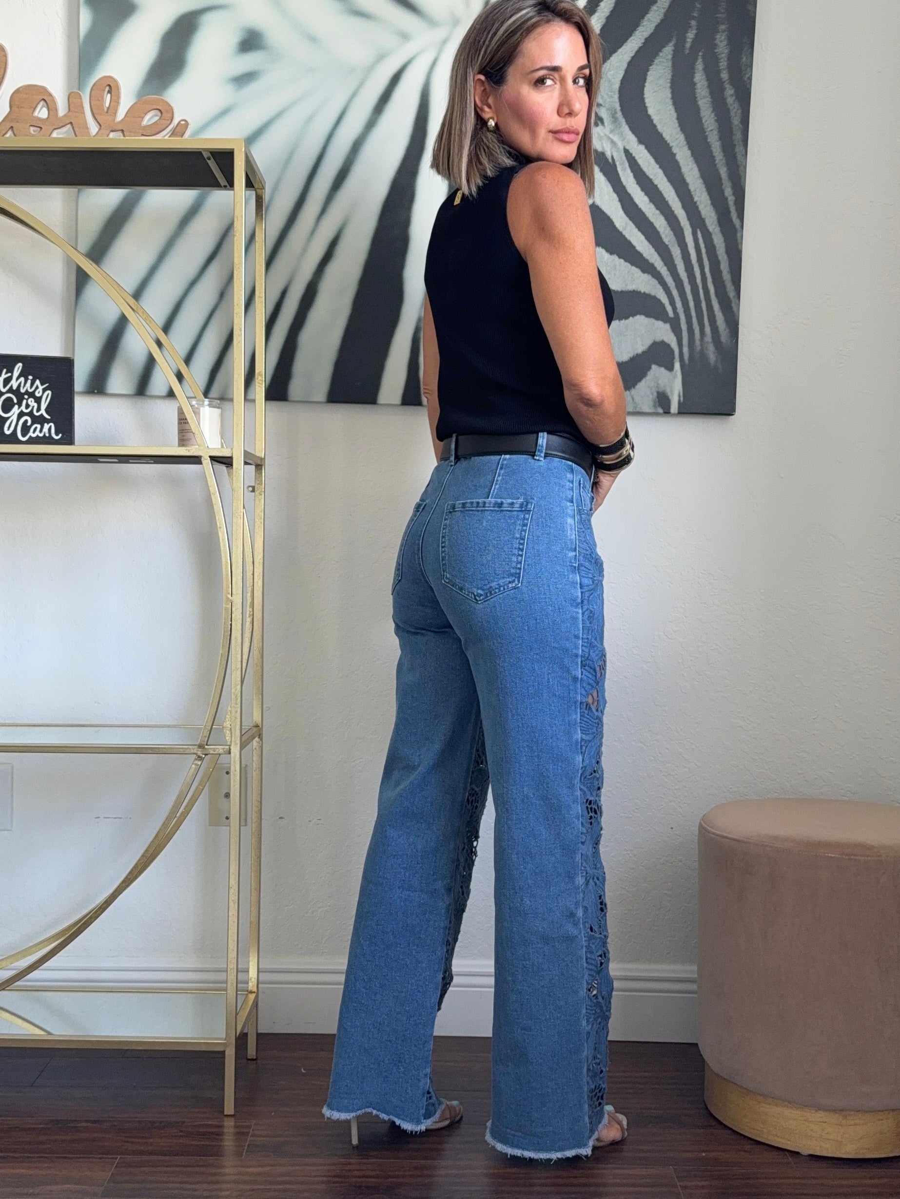Light blue  Denim Jeans with Embroidery