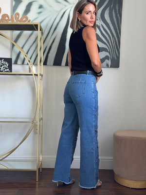 Light blue  Denim Jeans with Embroidery