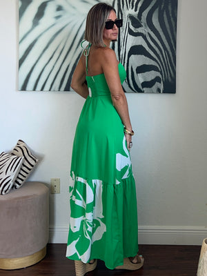 Metal trim halter neck maxi   dress
