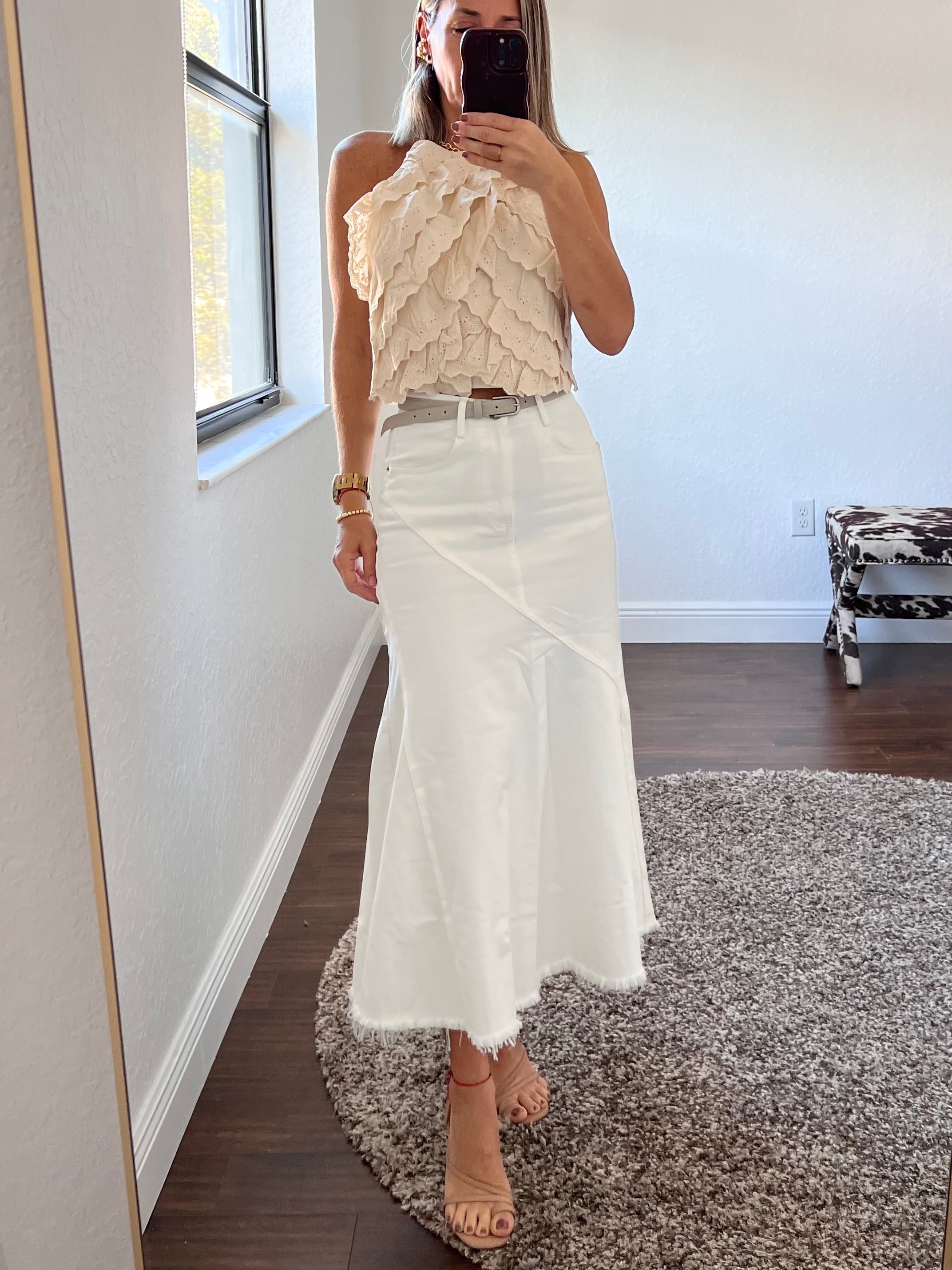 White   denim skirt