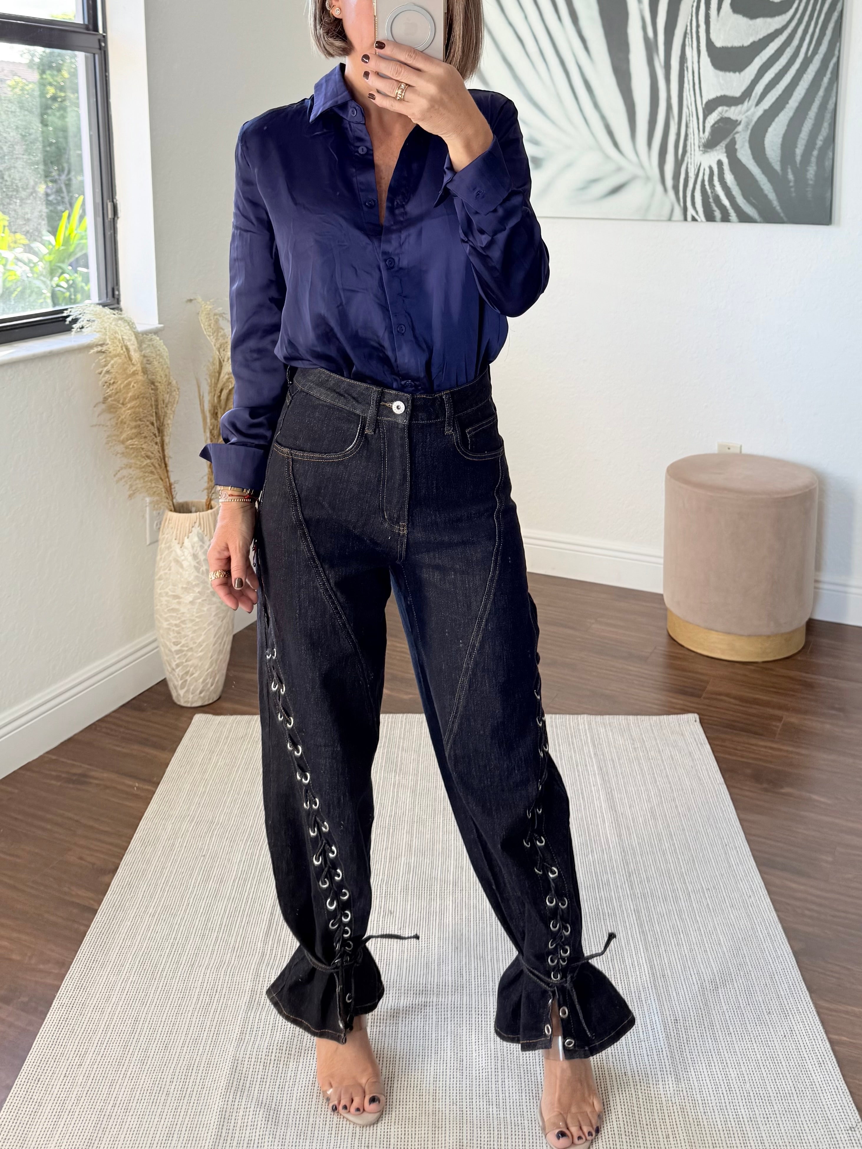 Navy blue Silk bodysuit