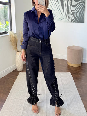 Navy blue Silk bodysuit