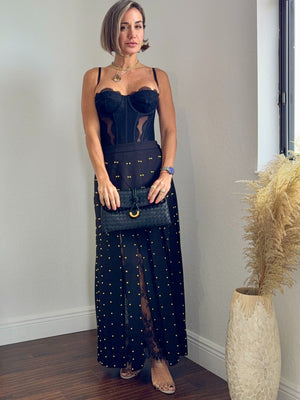 Maxi Skirt with Lace & Studs