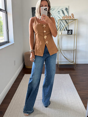 Modern Vest with Star & Seashell Buttons