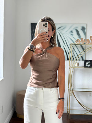 Satin Halter Top with Elegant Knot