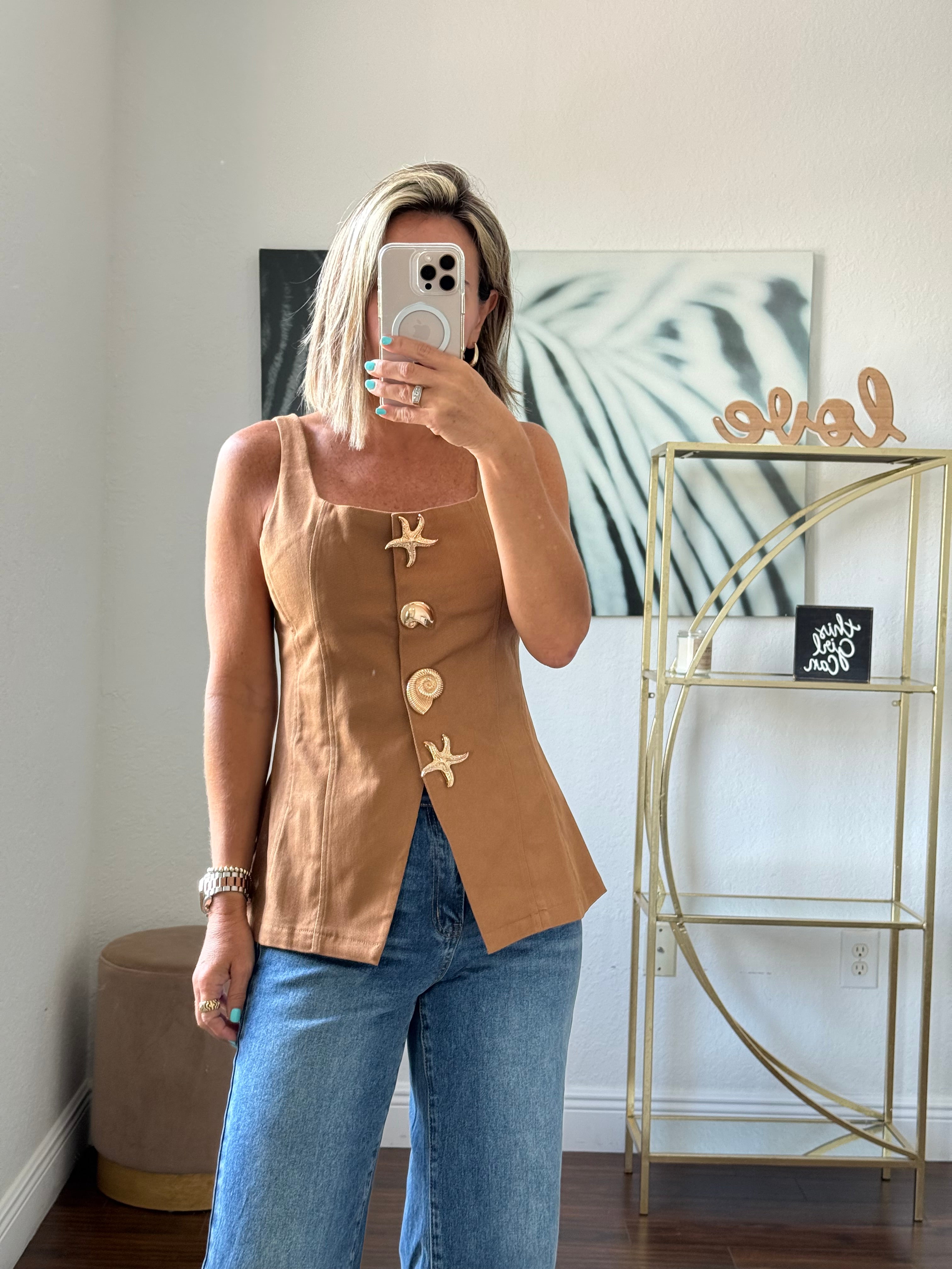 Modern Vest with Star & Seashell Buttons