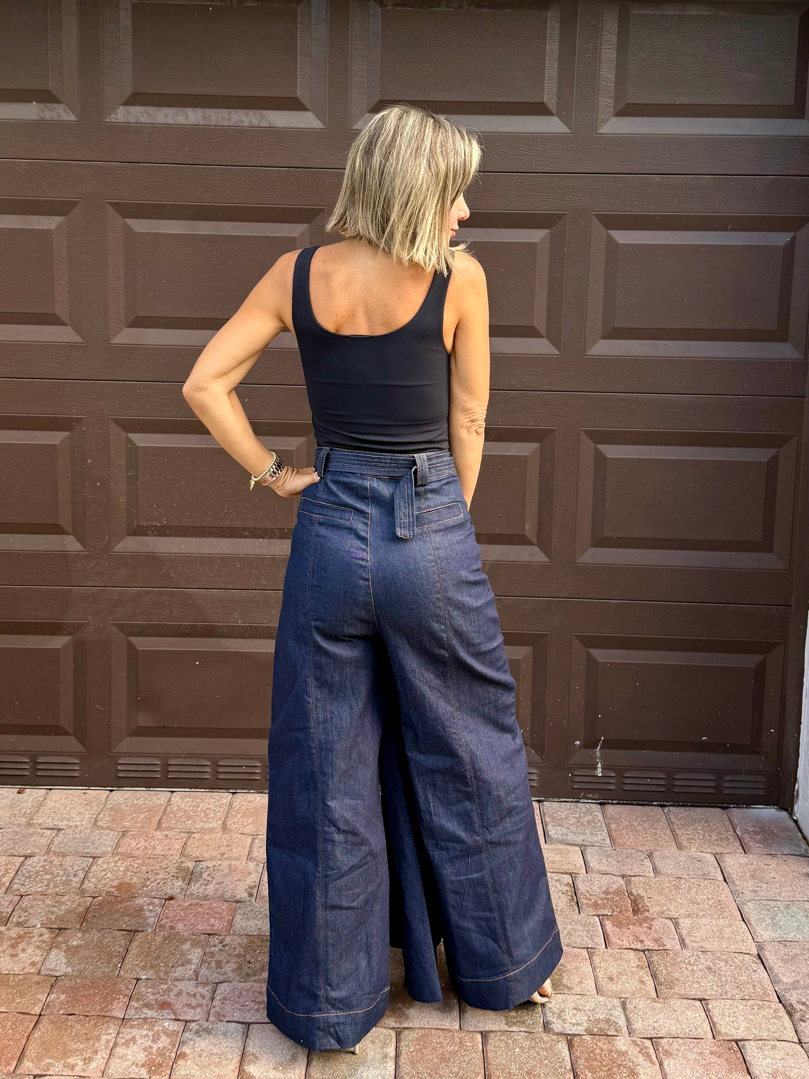 Classic Denim Set – High-Waist Pants & Blazer