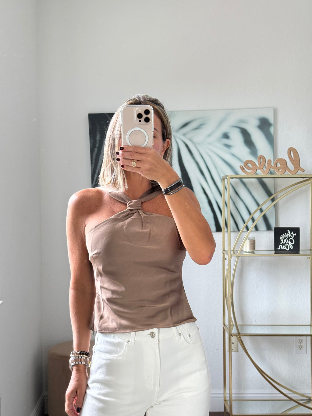 Satin Halter Top with Elegant Knot