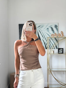 Satin Halter Top with Elegant Knot