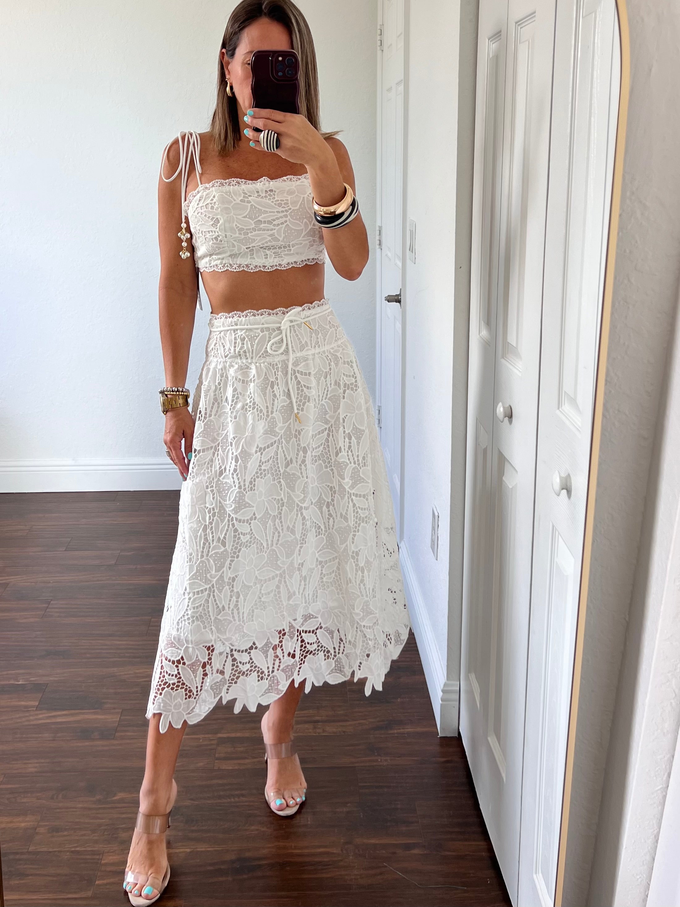 White  lace skirt  set