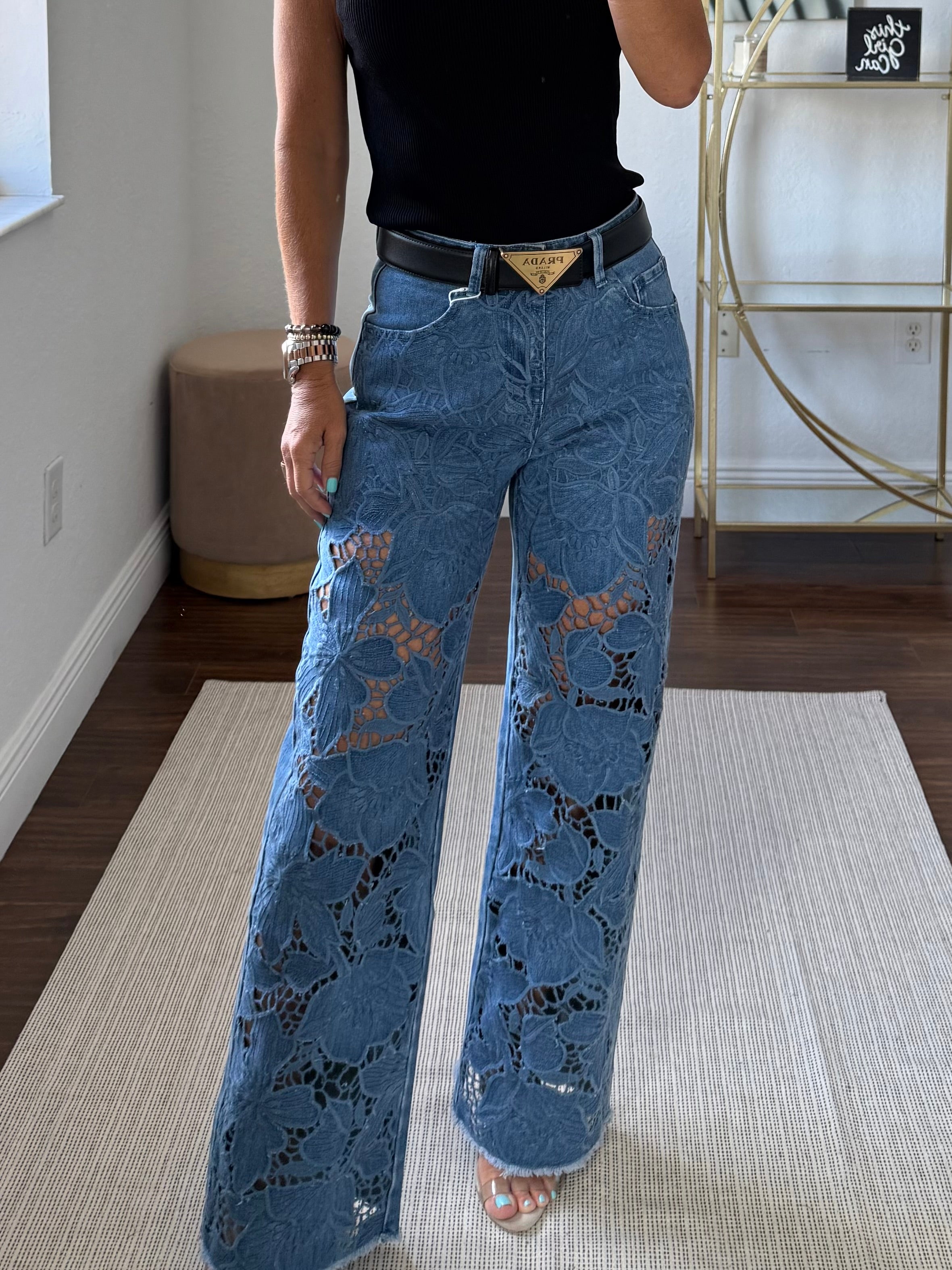 Light blue  Denim Jeans with Embroidery