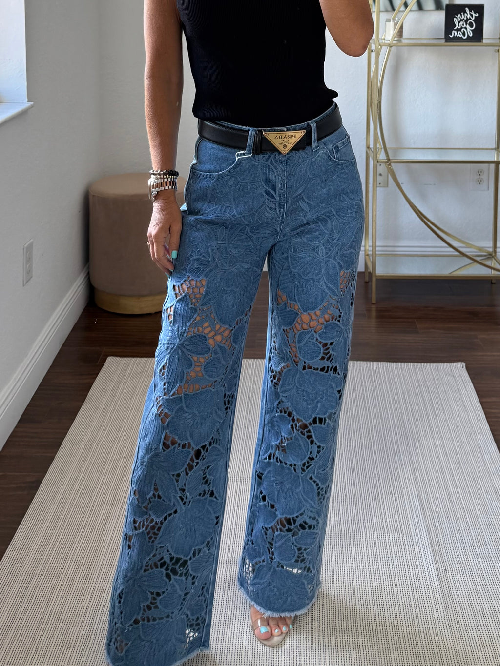 Light blue  Denim Jeans with Embroidery