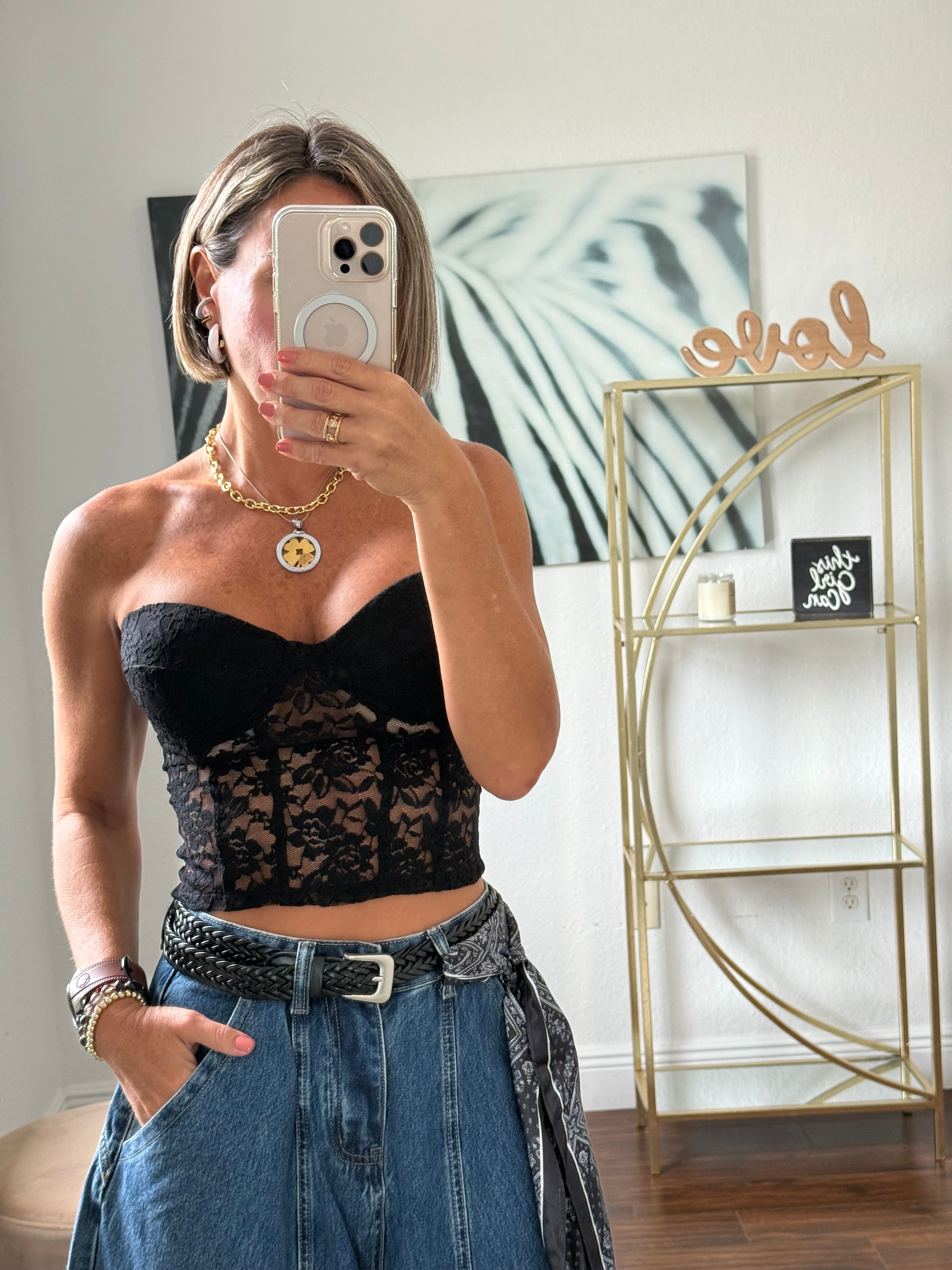 Black  lace Corset Top