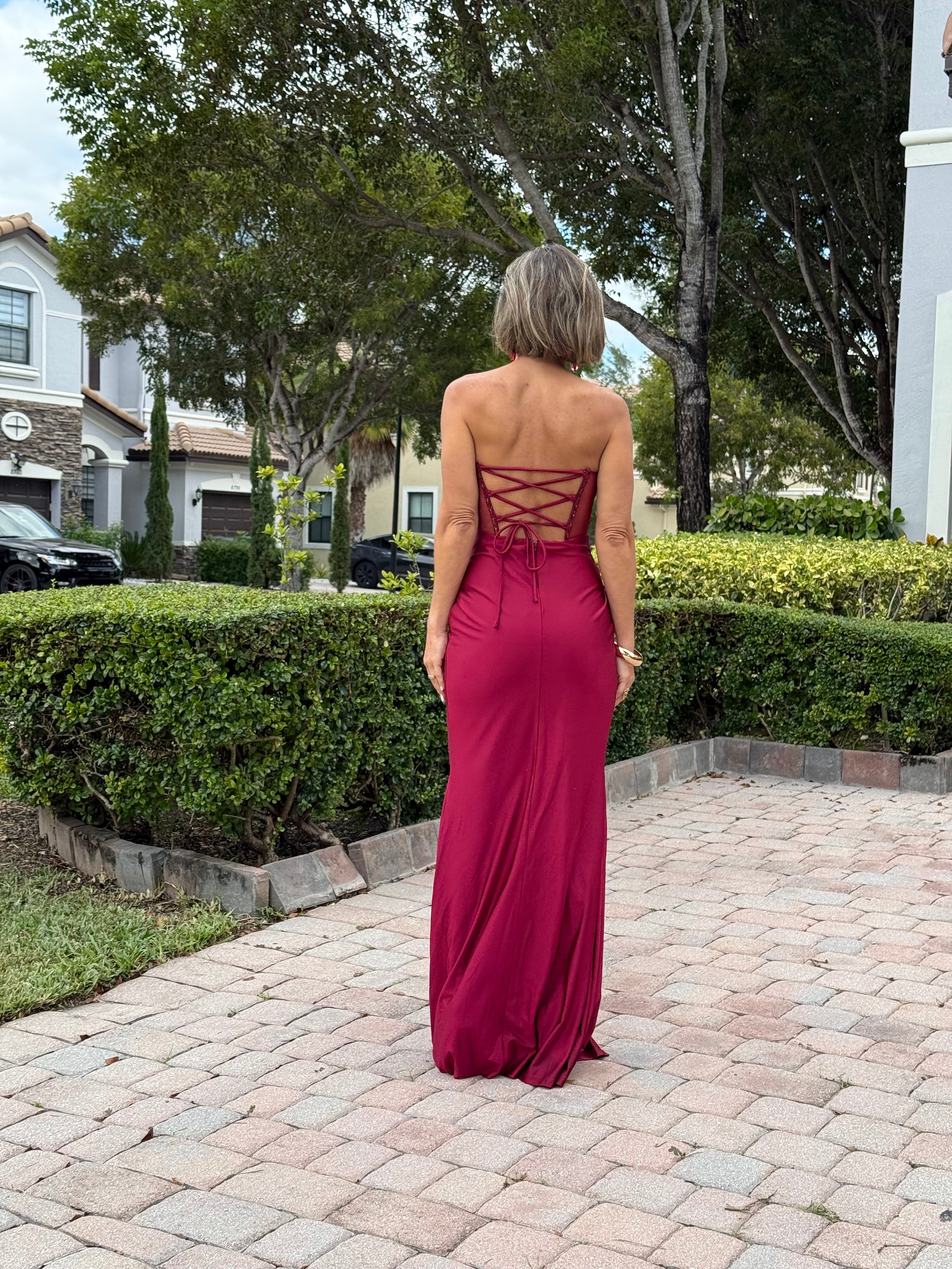 ✨ Embellished Party Dress with Lace-Up Back — Shine with Elegance