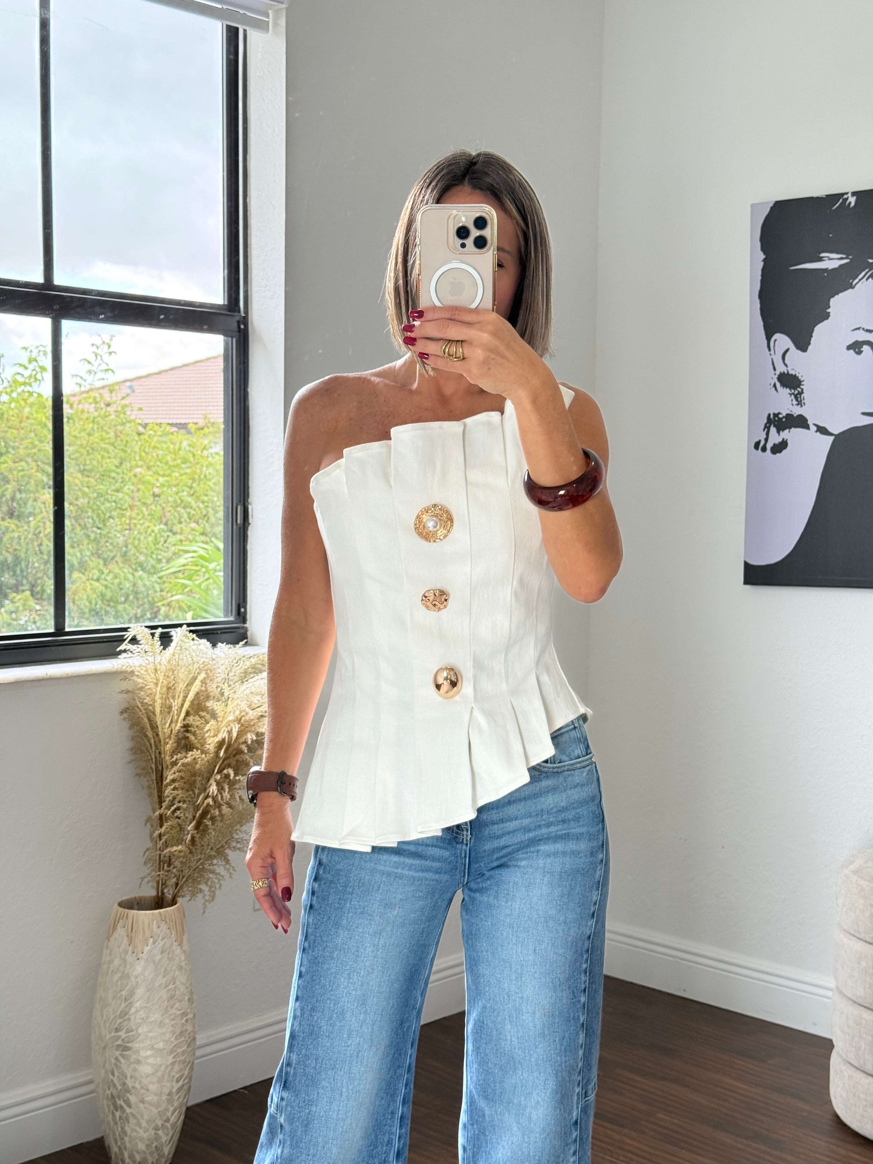 White Denim Top