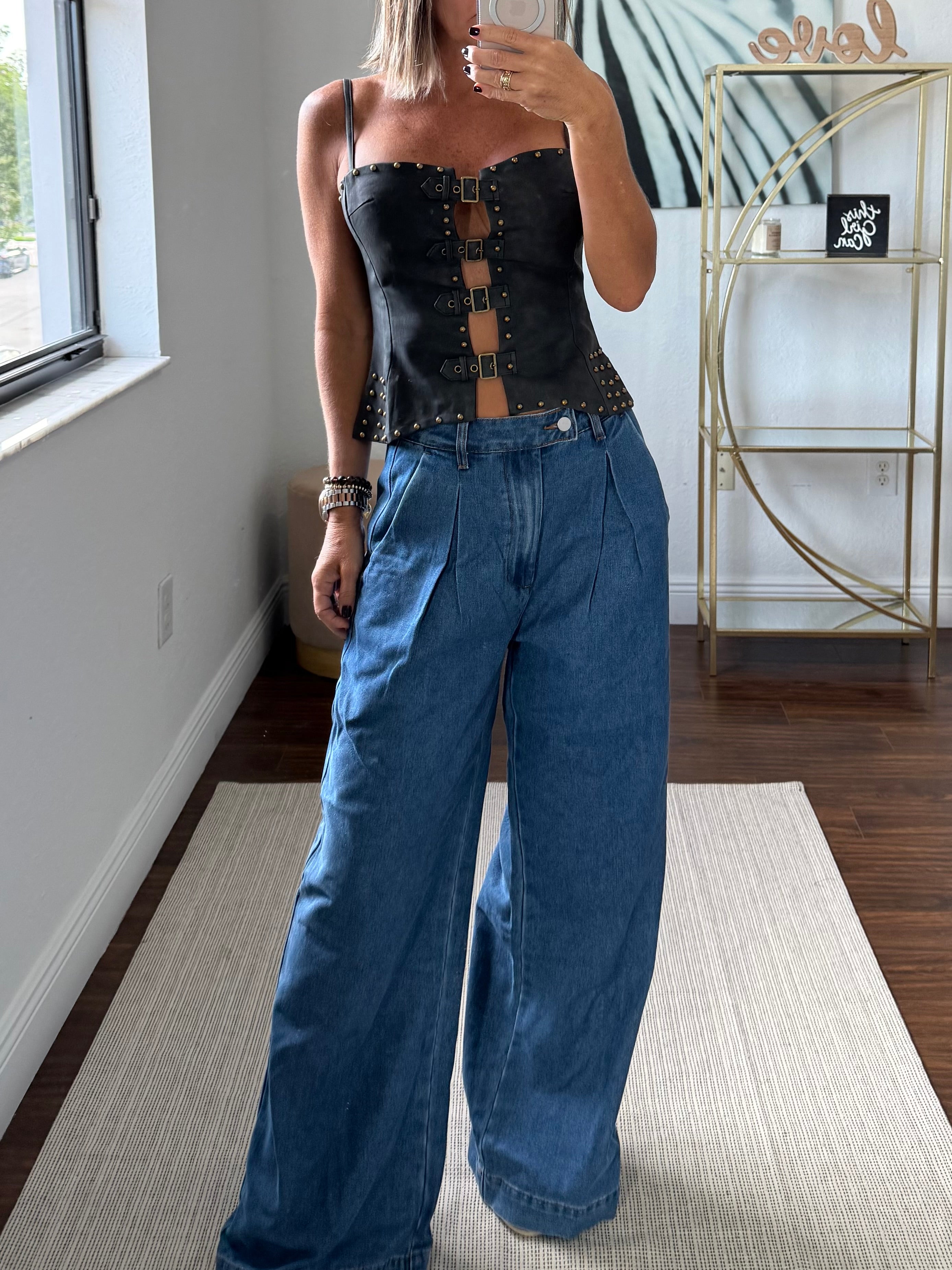 Modern Suede Corset – Luxe Golden Touch