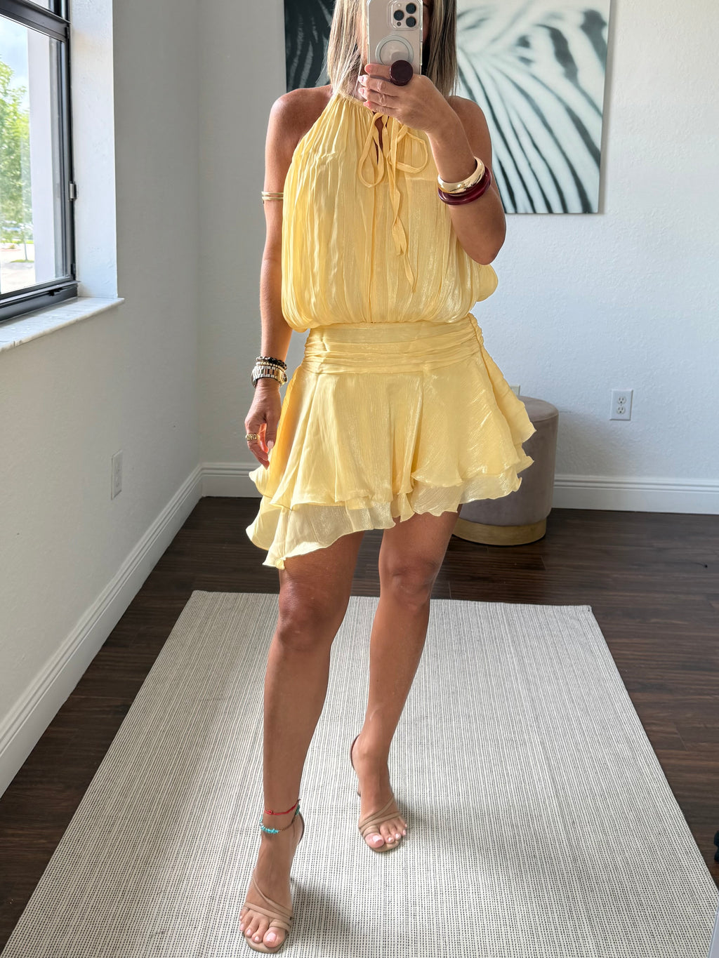 Yellow  Shimmer Breeze Chiffon Dress