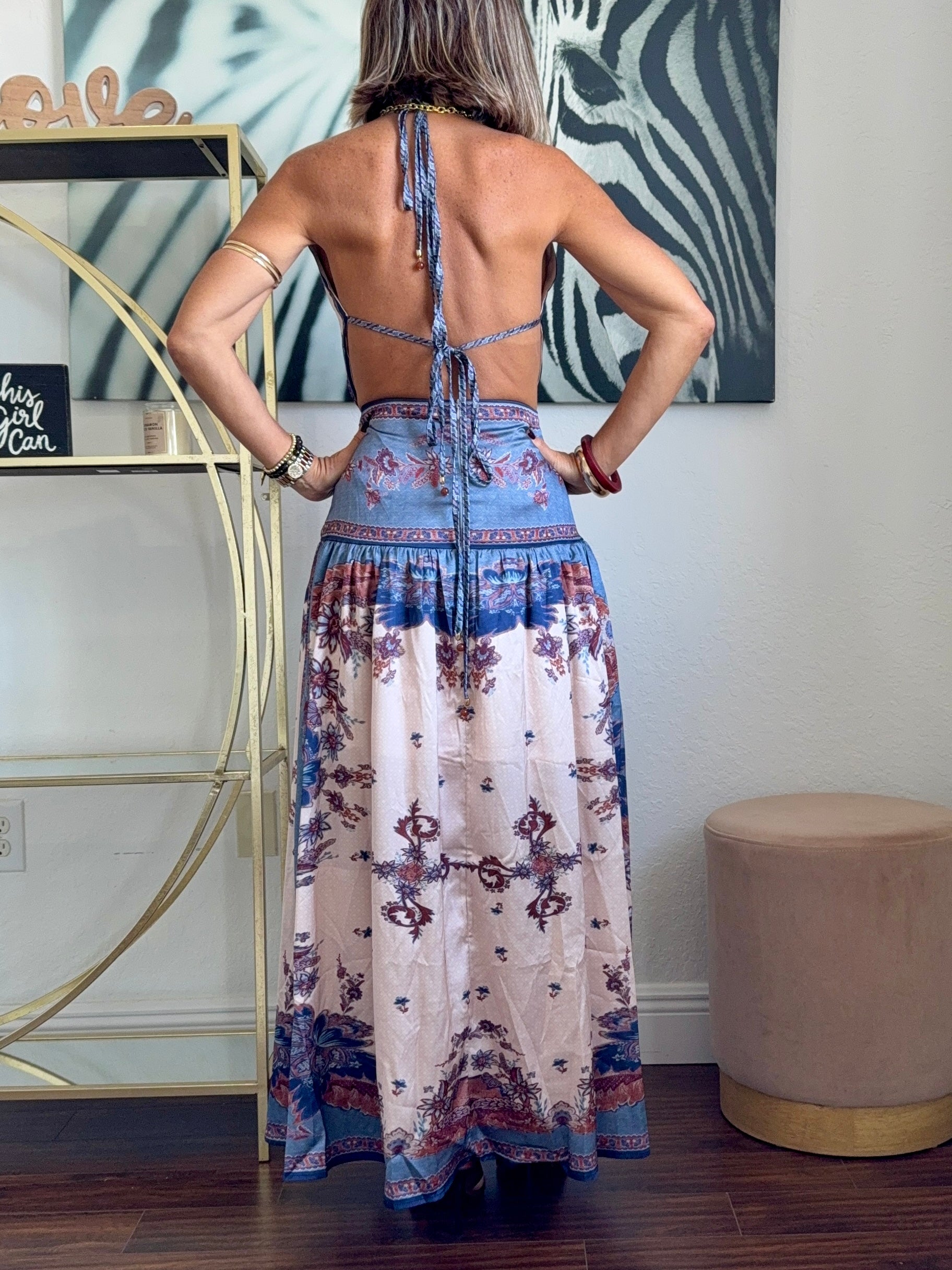 Chic Printed Silk Dress – Daytime Elegance
