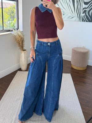 Dark Blue Wide-Leg Jeans – On Trend