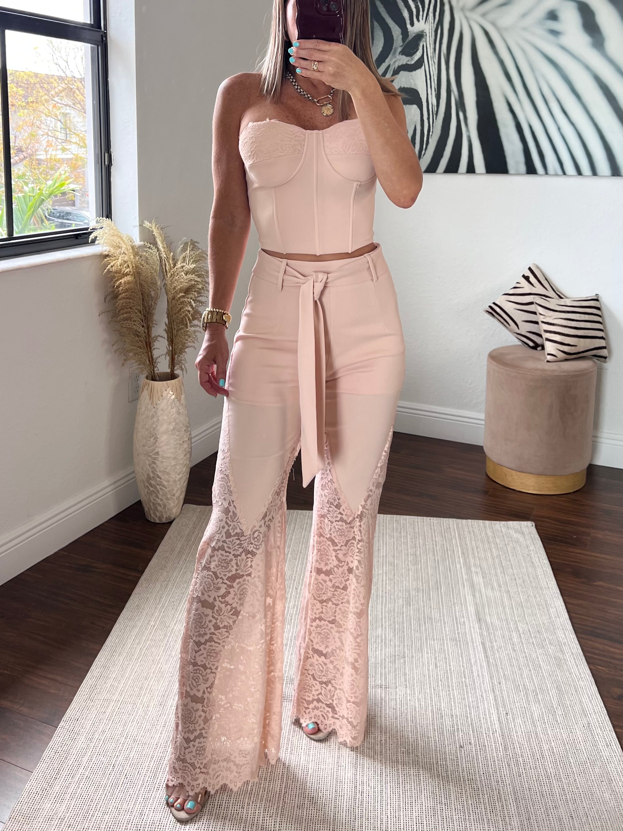 Lace  PANTS  set and strapless