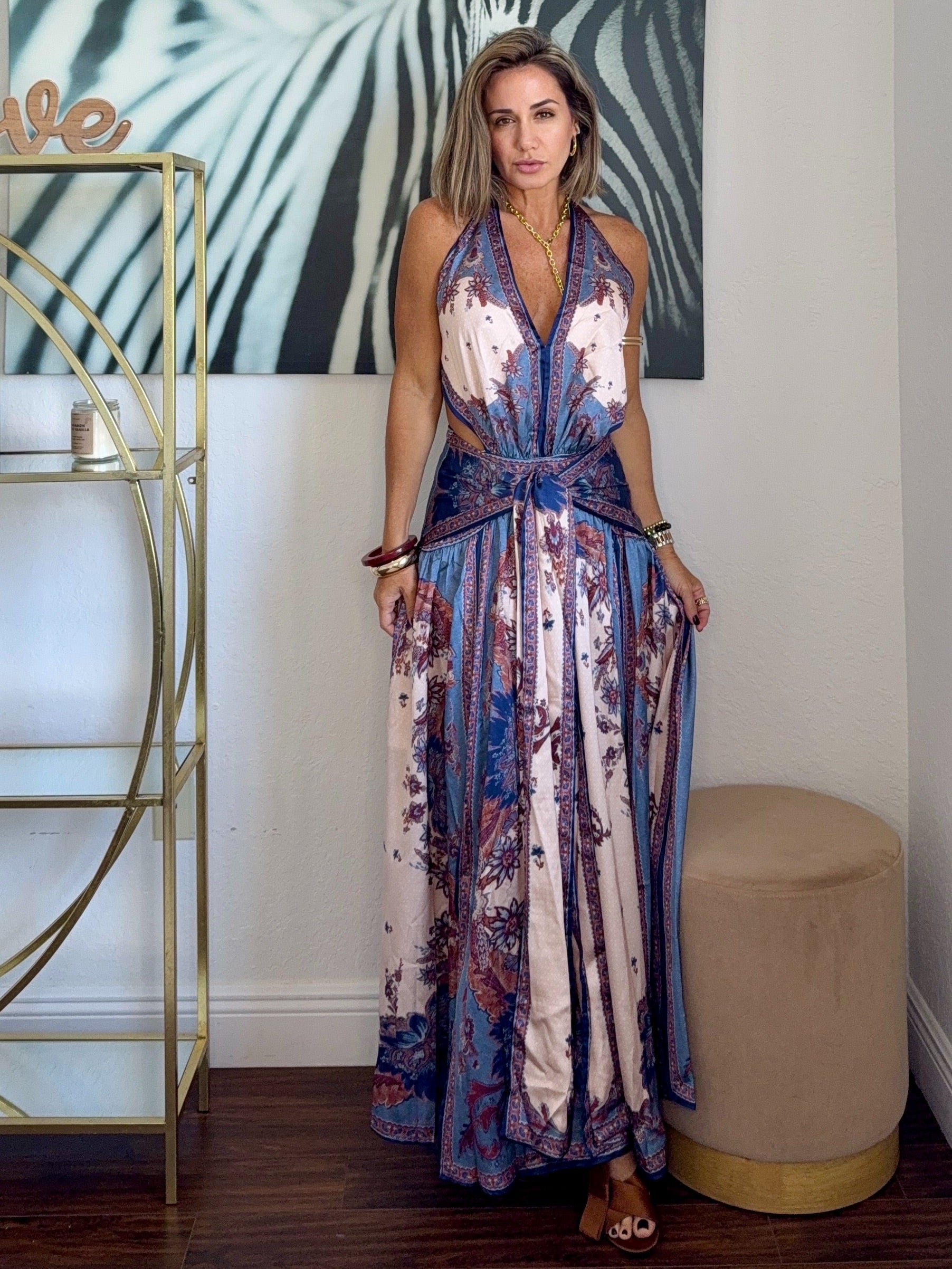 Chic Printed Silk Dress – Daytime Elegance