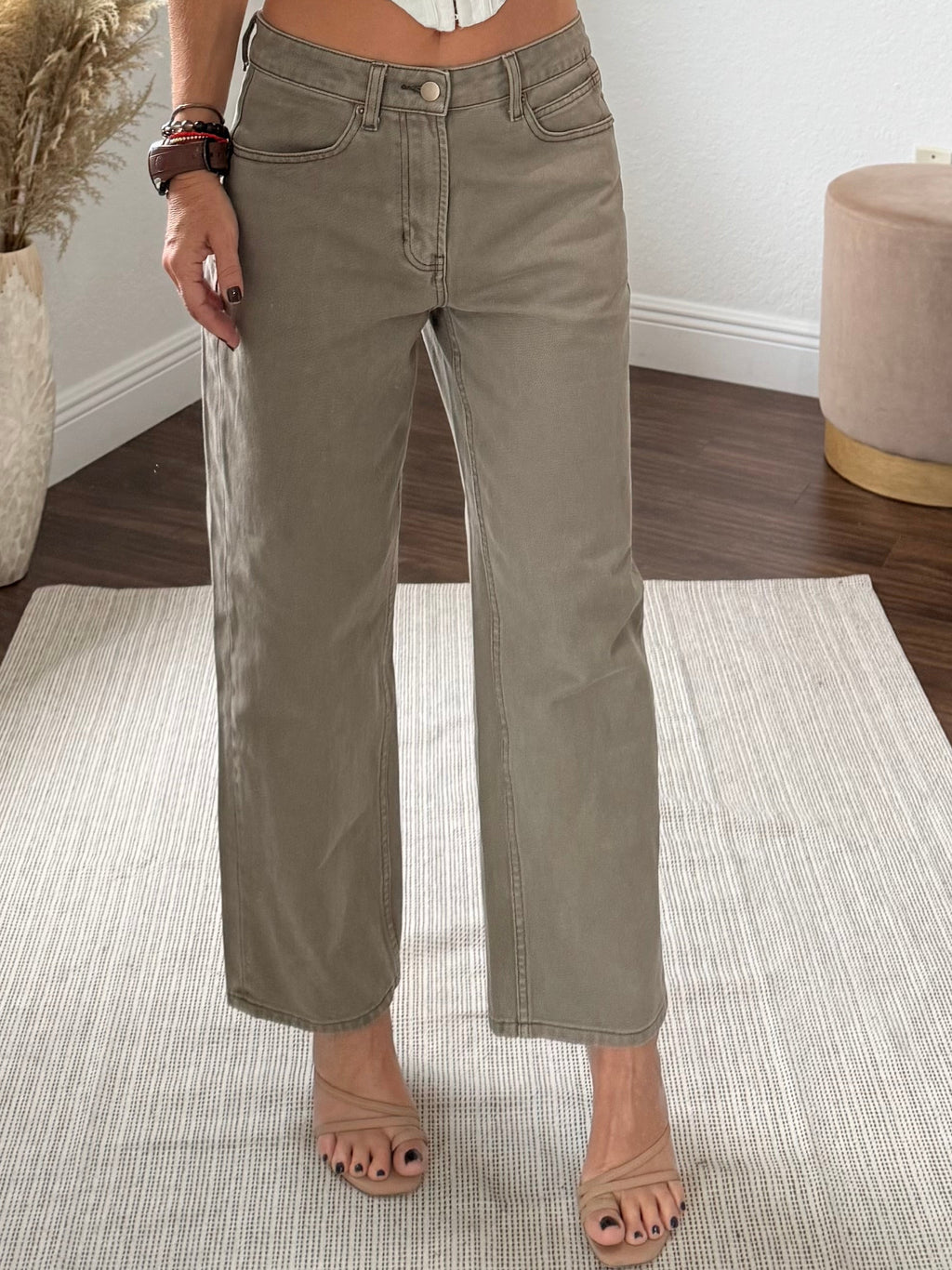Olive  Barrel Denim  Pants