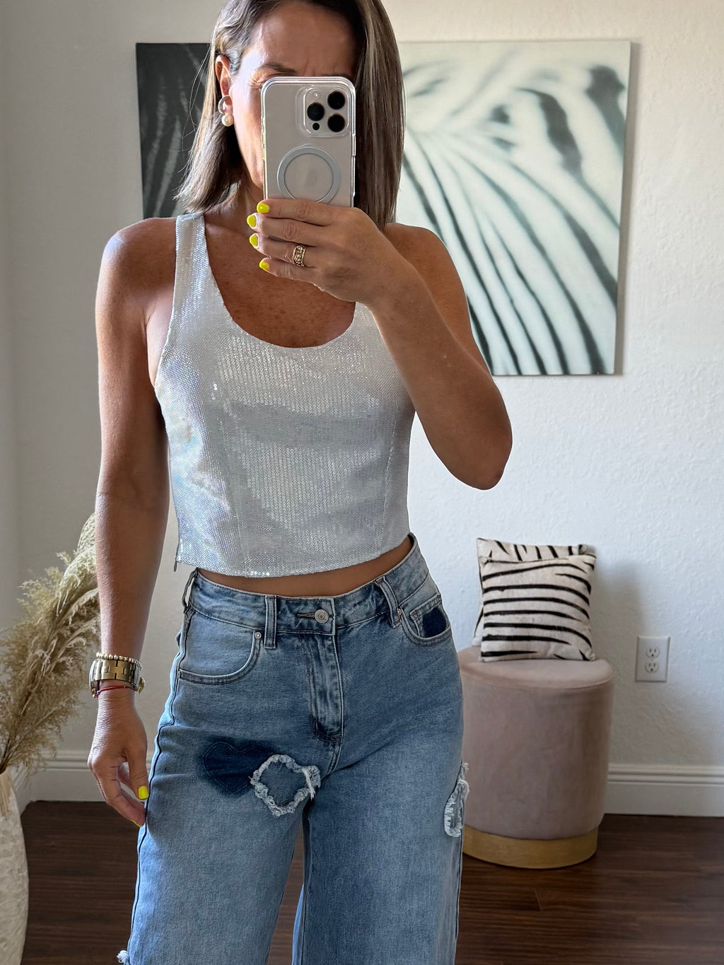 Silver sequin  top
