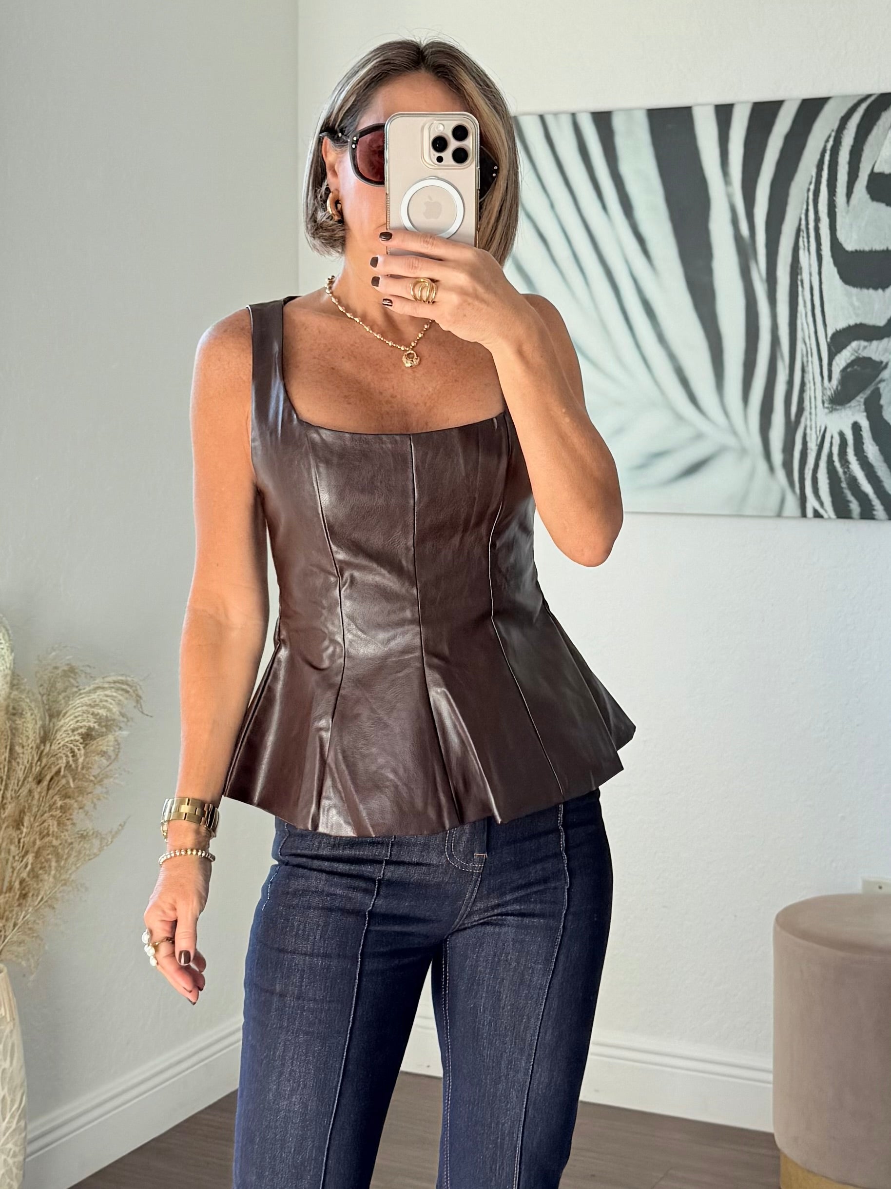 Faux Leather Power Vest