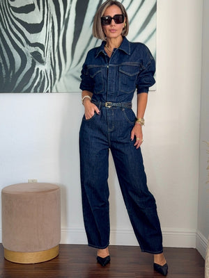 Denim Belted Jumpsuit